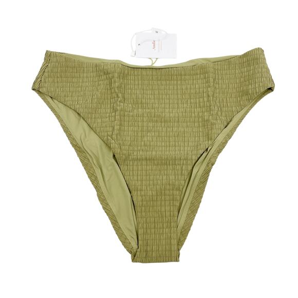 Andie Swim The 90's High Waisted Bikini Bottoms in Sage Green XL New with Tags! - Picture 2 of 5